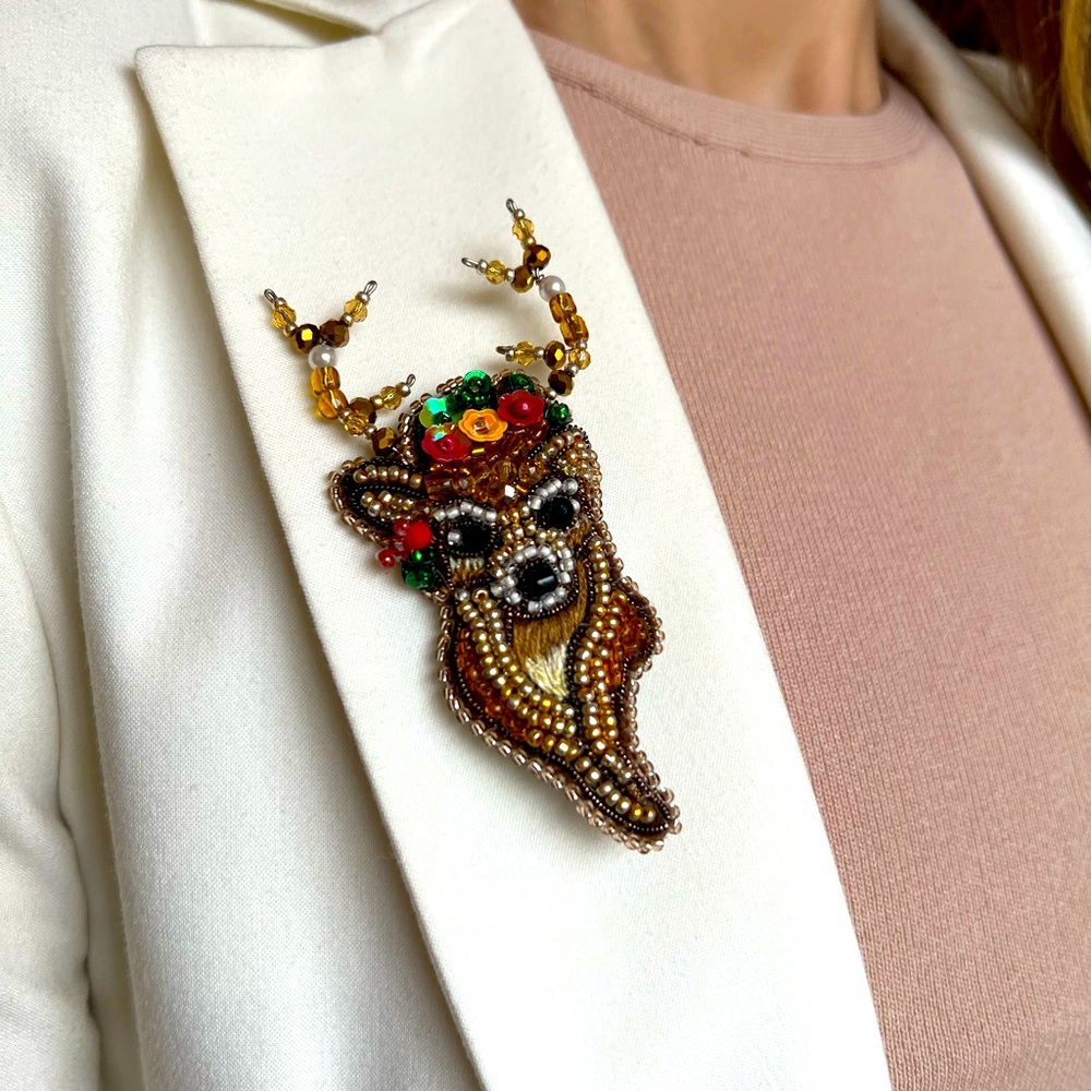 Reindeer Winter Brooch